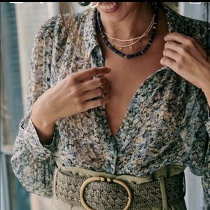 Sezane Tianna Shirt In Blue Floral Size 38 FR